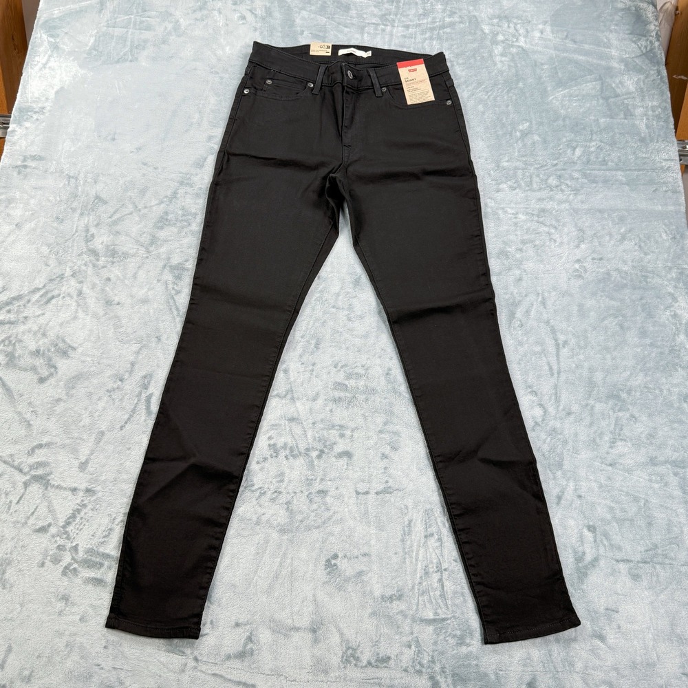 Levis 711 Skinny Jeans Black Stellar Stretch Mid Rise Denim Pants Size 30